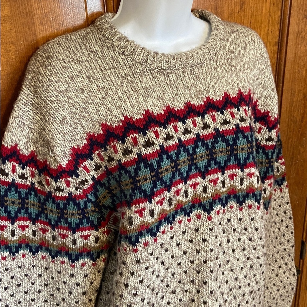 Vintage Jean Michaud 90’s fair isle knit Sweater Wool Blend Ski / Cabin Size XL - Picture 2 of 10